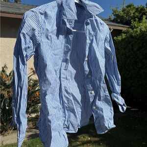 J. Crew Blue and White Striped Casual Shirt